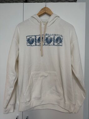 Billabong Cream Hoodie with Navy Shell Graphic
